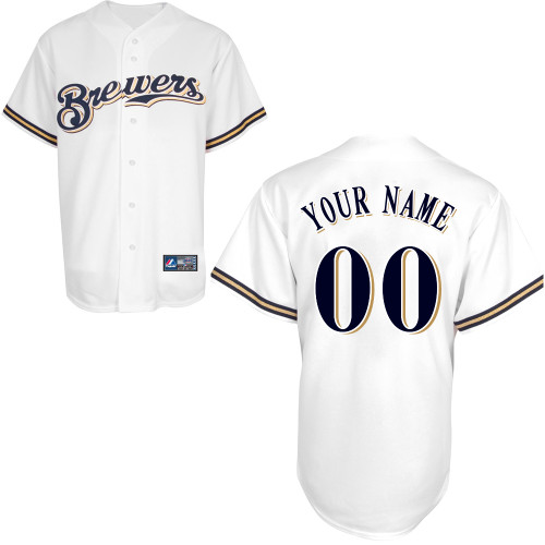 Customized Youth MLB jersey-Milwaukee Brewers Authentic Home White Cool Base Baseball Jersey